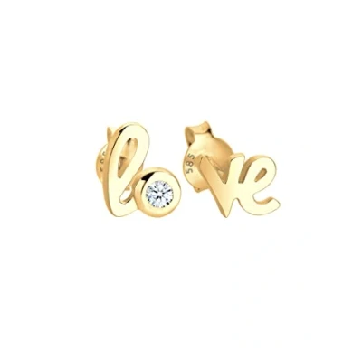 Abbildung von Elli DIAMONDS Paar Ohrstecker »Ohrringe Love Wordings Liebe Diamant 0.03 ct. 585 Gelbgold«