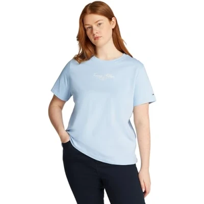 Abbildung von Tommy Hilfiger Curve Script TEE Tshirt print, Damen, Größe: 46, Breezy blue