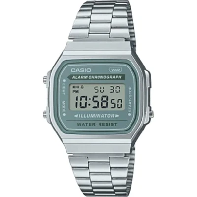 Abbildung von Casio Unisex Digitaluhr silvercoloured/petrol, Größe: One Size, Silver coloured/petrol