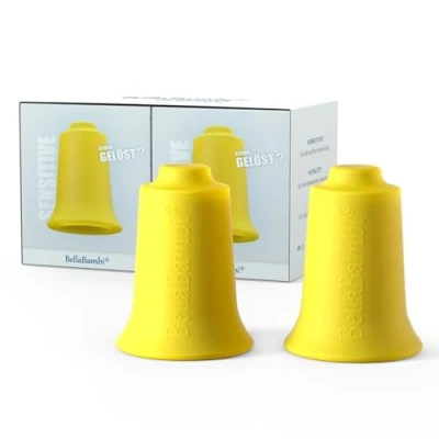 Abbildung von 2er Set BellaBambi® original Schröpfglas vielseitige Saugglocken Cups für Faszien Massage &amp; Trigger Pointer Ideal Beauty, Sport Wellness Made in Germany Sensitive Zitronengelb