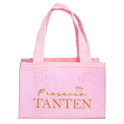 Abbildung von Brandsseller Damen Handtasche Prosecco Tanten Flaschenkorb Flaschenträger Einkaufstasche Aufbewahrungstasche für 6 Flaschen Design2 Rosa