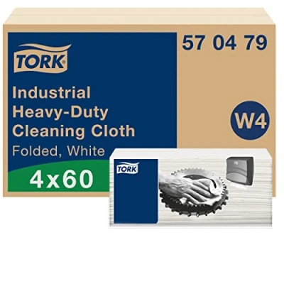 Abbildung von Tork Extra Starke Industrie Reinigungstücher Weiß W4, Mehrzweck, 4 x 60 Tücher, 570479