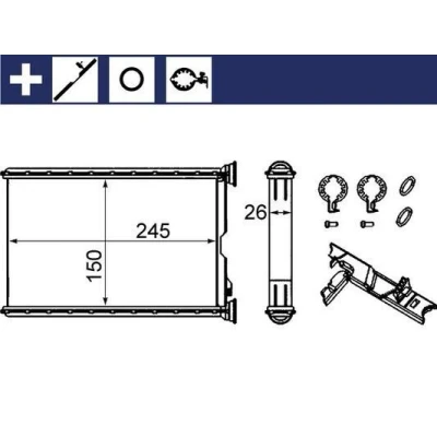 Abbildung von MAHLE ORIGINAL AH 242 000S Wärmetauscher mit Zubehör Abdeckung, Dichtring, Schrauben, Spannelement
