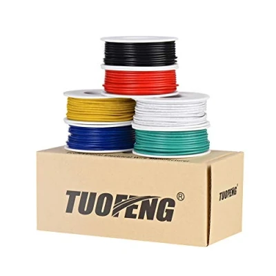 Abbildung von TUOFENG 18AWG PVC Elektrokabel Kit 6 verschiedenfarbige 5 Meter Spulen 0.82 mm² Litzendraht verzinntes Kupfer Anschlusskabel für Heimwerker