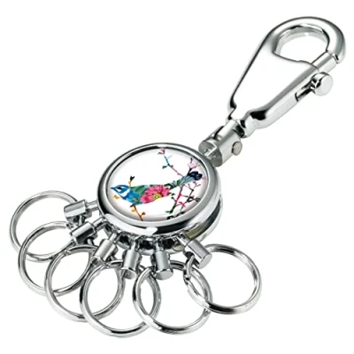 Abbildung von TROIKA BIRDIE SCHLÜSSELHALTER #KYR01 A117 rund, glänzend Schlüsselanhänger Karabinerhaken 6 ausklinkbare Ringe Schlüsselorganisation filigranes Design ORIGINAL
