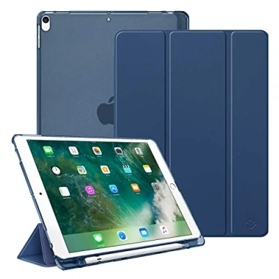 Abbildung von Fintie Hülle mit Pencil Halter für iPad Air 10.5&quot; 2019 (3. Generation) / Pro 2017 Ultradünn Superleicht Schutzhülle transparenter Rückseite Abdeckung, Auto Sleep/Wake, Marineblau