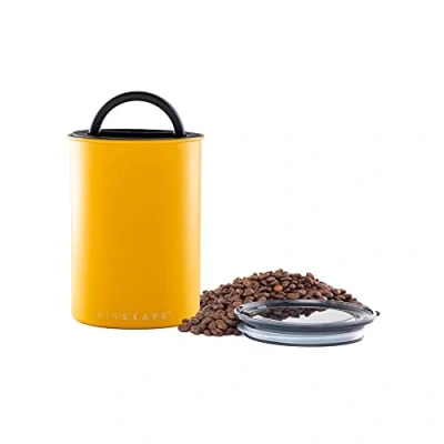 Abbildung von Planetary Design Airscape Edelstahl Kaffeebehälter Vorratsbehälter für Lebensmittel Patentierter luftdichter Deckel Überschüssige Lufterhaltung der Lebensmittelfrische (Medium, Mattgelb)