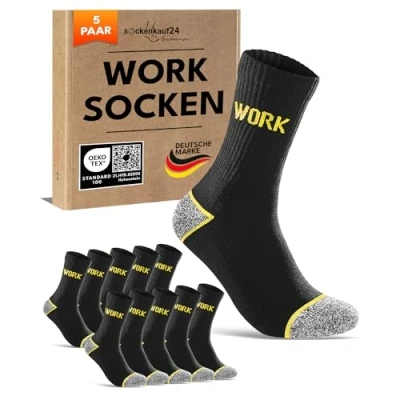 Abbildung von Premium Arbeitssocken Herren 43 46 WORK Socken Schwarz Baumwolle mit verstärkter Ferse &amp; Fußspitze 70104T (43 46)