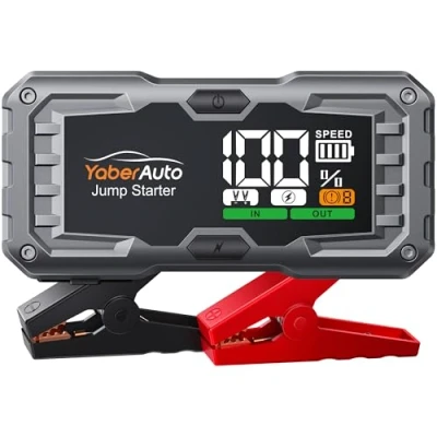 Abbildung von YaberAuto 6000A Starthilfe Powerbank, Auto Powerbank für Pkw (10.0L Benzin und 9.0 Diesel), 12V Tragbare mit 3.3&quot; LCD Bildschirm 450 Lumen Notlicht, YA100