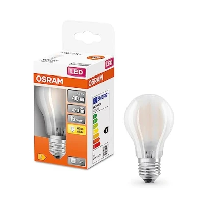 Abbildung von OSRAM LED Star Classic A40 Lampe für E27 Sockel, Birnenform, GL FR, 470 Lumen, warmweiß (2700K), Ersatz herkömmliche 40W Glühbirnen, nicht dimmbar, 6er Pack, White