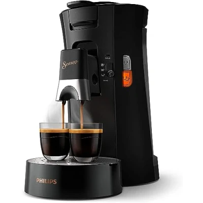 Abbildung von PHILIPS Senseo Select CSA240/60 Kaffeepadmaschine Kaffeestärkewahl Plus, Memo Funktion, Aus Recyceltem Plastik, 0.9 Liter, Schwarz