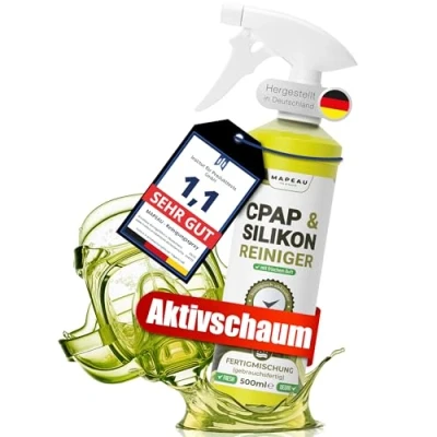 Abbildung von Reinigungsspray für CPAP Masken 500ml &amp; Silikon Reiniger Schlauch, Silikon, Kunststoff, Mapeau Silikonreiniger Sprüher Fertigmischung (500ml Sprüher)