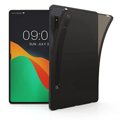 Abbildung von kwmobile Hülle kompatibel mit Samsung Galaxy Tab S8 weiches TPU Silikon Case Transparent Tablet Cover Schwarz
