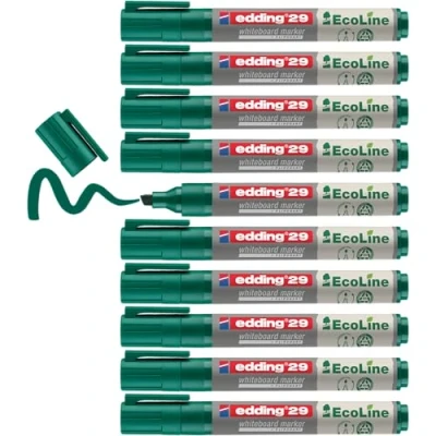 Abbildung von edding 29 Ecoline Whiteboardmarker grün 10 Whiteboard Stifte Keilspitze 1 5 mm Boardmarker abwischbar Whiteboard, Flipchart, Magnettafel, Pinnwand, Memoboard Sketchnotes nachfüllbar