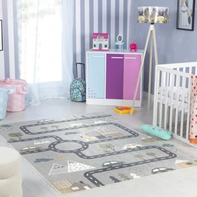 Abbildung von Surya Bär Kinderteppich Cartoon Teppich, Teppich Kinderzimmer oder Babyzimmer, Kinderzimmerteppich, Krabbelteppich Spielteppich Baby für Jungen &amp; Mädchen, Creme und Beige 120x170cm