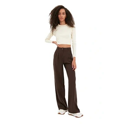 Abbildung von TRENDYOL Damen Braune Geräumige Hose Pants, Braun, 42 EU