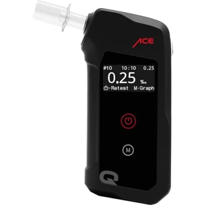 Abbildung von ACE Q Alkoholtester Promilletester mit Speicher und OLED Display polizeigenau kalibriert Alkotester für Auto Party