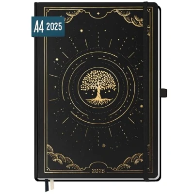 Abbildung von Häfft® Wochen Notiz Kalender 2025 A4 &quot;Tree of Life&quot; Buchkalender, Terminplaner Timer, Terminplaner, Wochenkalender, Organizer, Terminkalender mit Einstecktasche nachhaltig &amp; klimafreundlich