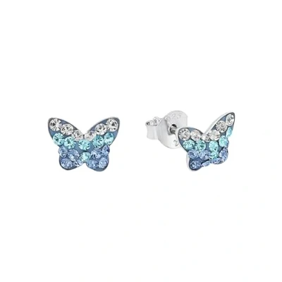 Abbildung von Amor Ohrstecker 925 Sterling Silber Mädchen Kinder Ohrschmuck, mit Preciosa, 0,6 cm, Silber, Schmetterling, Kommt in Schmuck Geschenk Box,