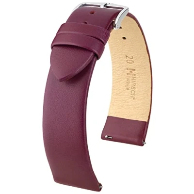 Abbildung von HIRSCH Uhren Armband Toronto M Uhr Band aus italienischem Kalbs Leder mit feiner Narbung Beere 20 mm