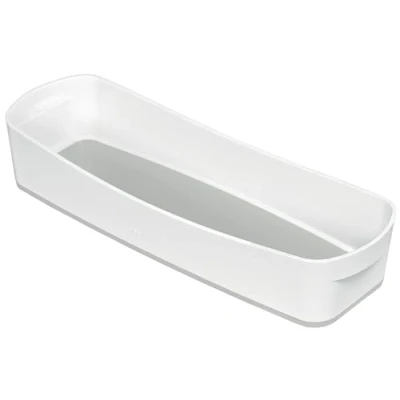 Abbildung von Leitz MyBox Aufbewahrungsschale lang, matte Oberfläche, wasserdichte Aufbewahrungsbox, BPA frei und lebensmittelecht, weiß/grau, 52581001