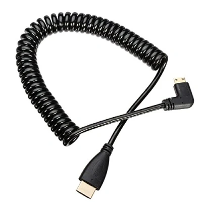 Abbildung von CY Adapterkabel um 90 Grad nach links gewinkelter Mini HDMI Stecker auf Stecker, flexibles Kabel, 1,2 m
