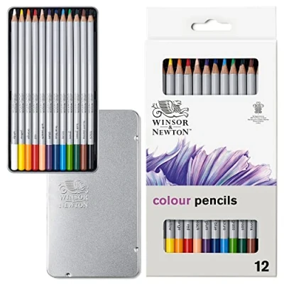 Abbildung von Winsor &amp; Newton 490012 präzisions Künstlerfarbstifte im Set, 12 lebendige Farben, hochwertige Künstlerpigmente für farbkräftiges Malen in mehreren Schichten, höchste Farbbrillanz, bruchsicher