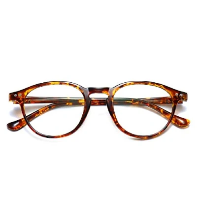Abbildung von Dollger Blaulichtfilter Brille Computerbrille ohne sehstärke Anti Blaulicht Klassische Rund Frame Gaming für Damen Herren Leopard