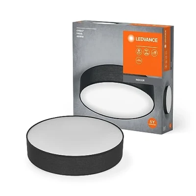 Abbildung von LEDVANCE ORBIS PARIS Deckenleuchte 480mm, schwarz, 3XE27 Sockel, kann mit smarter Lampe bestückt werden, modernes Design, Stoffschirm, geeignet für Innenräume, rund, IP20 Schutzklasse