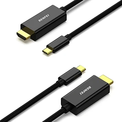 Abbildung von BENFEI USB C auf HDMI Kabel 4K 1,8m, 2 Stück Typ [kompatibel Thunderbolt 3/4] für iPhone 15 Pro/Max MacBook Pro/Air 2023 iPad Pro iMac S23 XPS 17 usw
