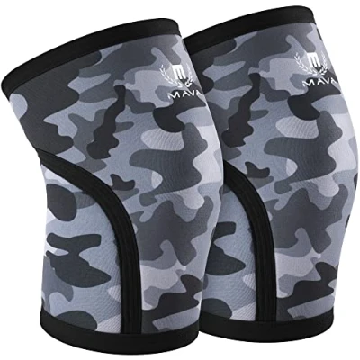 Abbildung von Mava Sports Kniebandage Männer &amp; Damen 7mm Neopren Knie Kompressionsbandage für Cross Training, Fitnessstudio, Kniebeugen Gewichtheben