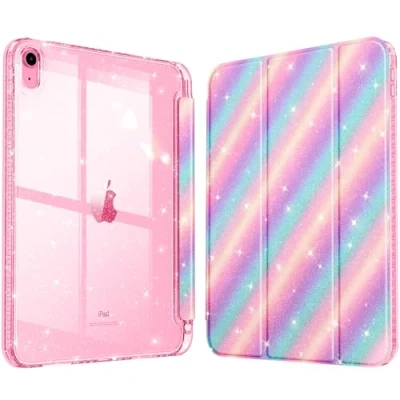 Abbildung von Fintie Glitzer Hülle für iPad 11./10. Generation (2025/2022 A16 Chip) mit Stifthalter Transparente Dünne Schutzhülle, Stoßfest &amp; Klar Rückseite Mädchen/Kinder‌, Süßigkeitentraum