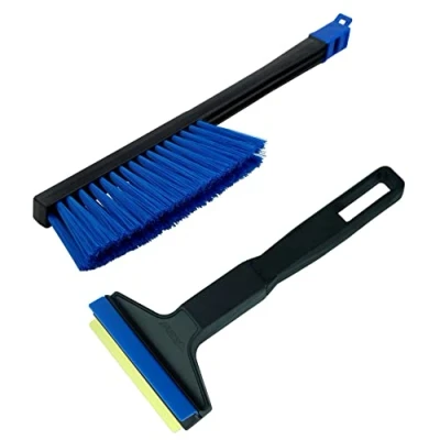 Abbildung von Set Eiskratzer Auto mit Besen Murska Messing + Schneebesen Winter Scheibenkratzer Schnee Schneefeger Schneebürste (Set L&amp;P A053 A059 Farbe zufällig)