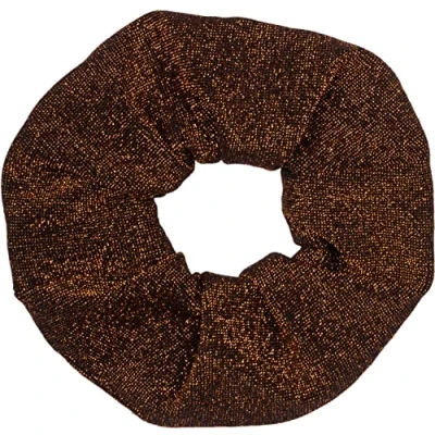 Abbildung von styleBREAKER Damen XXL Haargummi aus weichem Glitzerstoff, elastisch, Scrunchie Retro Style, Zopfgummi 04027047, Farbe:Bronze