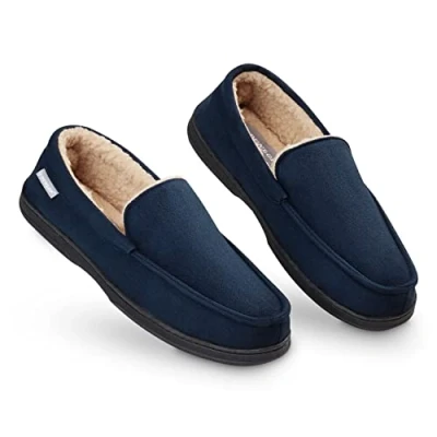 Abbildung von Dunlop Hausschuhe HerrenWinter Pantoletten Memory FoamPantoffeln Hüttenschuhe PlüschHausschuhe MännerPantoffeln Drinnen DraußenGeschenk Für Männer,Blau,43 EU