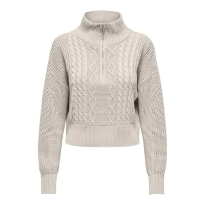 Abbildung von ONLY Damen Onldoritta Ls Cable Zip High Neck KNT Strickpullover, Pumice Stone, XS