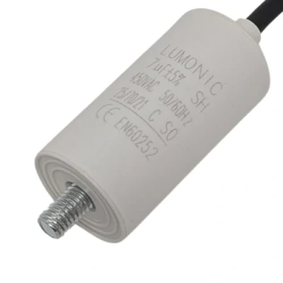Abbildung von Lumonic Anlaufkondensator mit Kabel I 7µF 450V 30x60mm 7uF Motorkondensator Kunststoffgehäuse Betriebskondensator für Pumpen, Rasenmäher