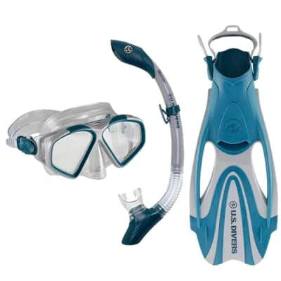 Abbildung von US Divers , Schnorchelset Cozumel für Erwachsene Maske, Schnorchel und Flossen GREY NAVY BLUE, S