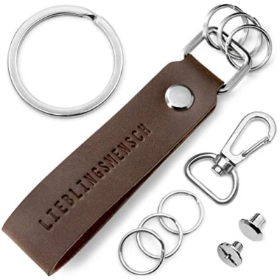 Abbildung von FABACH Leder Schlüsselanhänger mit wechselbarem Schlüsselring in Geschenkbox Schlüssel Anhänger für beste Freundin und Partner Lieblingsmensch Gravur Schlüsselband Schlüsselhalter