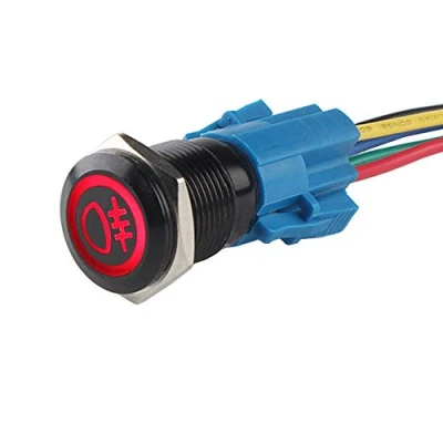 Abbildung von ETOPARS Schwarze Schale 19mm KFZ Kippschalter Wippschalter Druckschalter Schalter Drucktaster 12V Rot Licht Metall Nebelschlussleuchte Steckdose Stecker