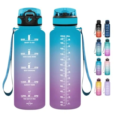Abbildung von Grsta Trinkflasche 1,5 Liter mit Strohhalm BPA Frei, Sport, Kohlensäure Geeignet, Wasserflasche für Gym, Fahrrad, Fitness, Camping und Schule
