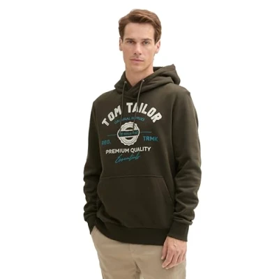 Abbildung von TOM TAILOR Herren Hoodie Sweatjacke mit Kängurutasche, 11172 Dark Rosin Green, M