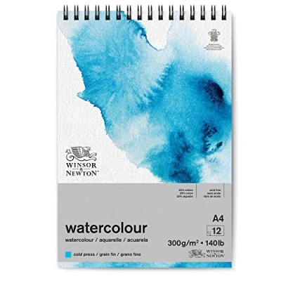 Abbildung von Winsor &amp; Newton 6662579 Classic Aquarellpapier in Spiralbindung 12 Blatt DIN A4, 300g/m², kaltgepresstes, leicht texturiertes weißes Papier archivierbarer Qualität, gilbbeständig