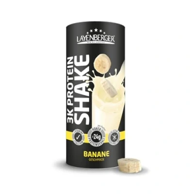 Abbildung von Layenberger 3K Protein Shake 80 % Eiweiß und nur 3,6 Kohlenhydrate bei 6,8 g Zucker, (1x 360 g) Banane