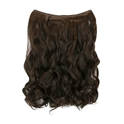 Abbildung von CAISHA 50cm 1 Tresse Extension mit Gummiband Extensions Haarverlängerung Haarteil Gewellt Schwarzbraun Braun Strähnen E122