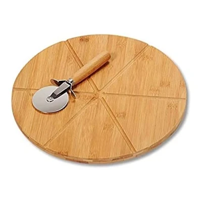 Abbildung von Kesper 58462 Pizza Teller mit Schneider, FSC zertifizierter Bambus, Maße: ø 32 cm, Stärke: 1.5 cm