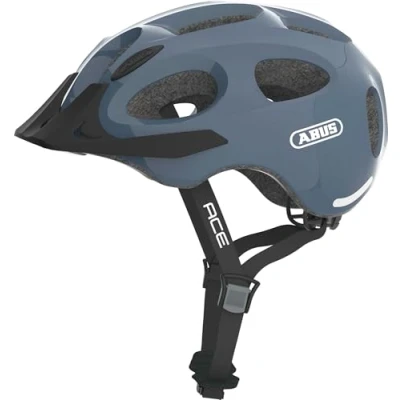 Abbildung von ABUS Stadthelm Youn I ACE mit integriertem LED Rücklicht Fahrradhelm für den Alltag Damen und Herren Blau Glänzend, Größe L