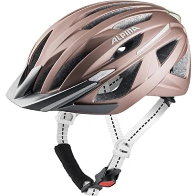 Abbildung von ALPINA HAGA Stoßabsorbierender, Sicherer &amp; Optimal Anpassbarer Urban Fahrradhelm Mit Integriertem LED Licht Für Erwachsene, Rose matt, M (51 56 cm)
