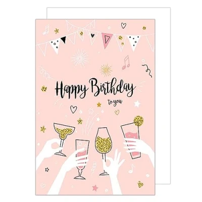Abbildung von Edition Seidel Premium XXL Maxi Glückwunschkarte zum Geburtstag mit Umschlag Format DIN A4. Geburtstagskarte Grußkarte Karte Billet Happy Birthday to you Mann Frau Sekt rosa (A4 G2954)