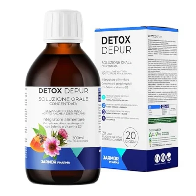 Abbildung von Detox Depur Sirup 200 ml Leber und Darm Verdauung Mariendistel, Artischocke, Fenchel, Papaya, Echinacea, Selen Vitamin D3 J.Armor Pharma glutenfrei, vegan